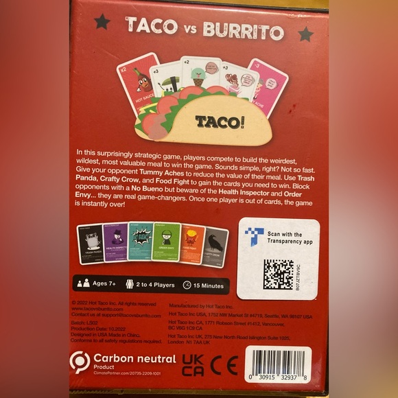 NWT Taco VS Burrito Card Game - Picture 9 of 9